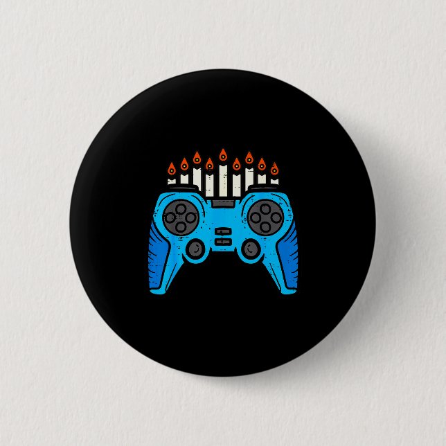 Jewish Video Game Gamer Hanukkah Chanukah Men Boy  6 Cm Round Badge (Front)