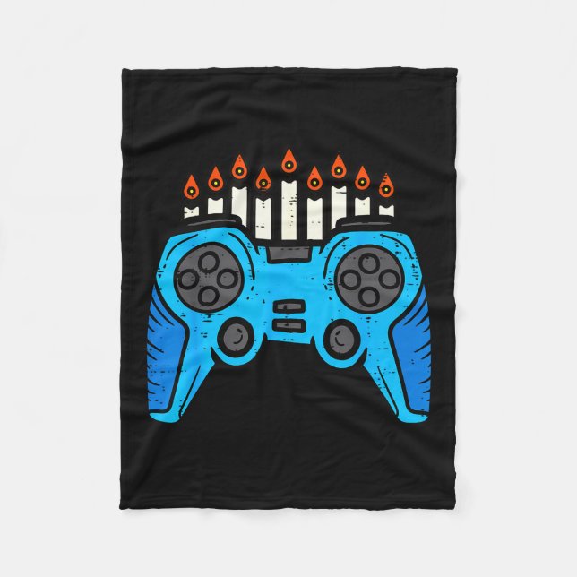 Jewish Video Game Gamer Hanukkah Chanukah Men Boy  Fleece Blanket (Front)