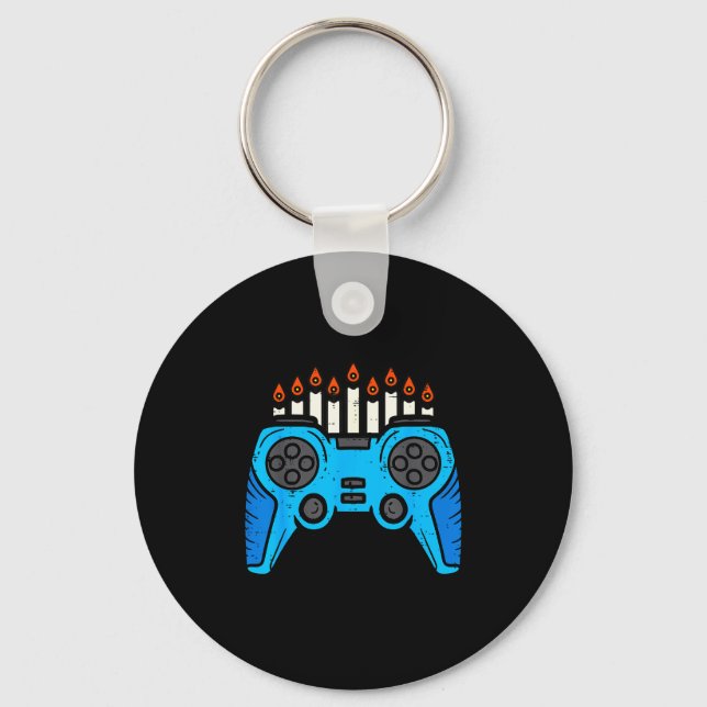 Jewish Video Game Gamer Hanukkah Chanukah Men Boy  Key Ring (Front)