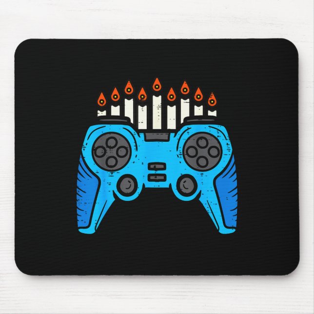 Jewish Video Game Gamer Hanukkah Chanukah Men Boy  Mouse Mat (Front)