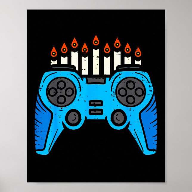 Jewish Video Game Gamer Hanukkah Chanukah Men Boy  Poster (Front)