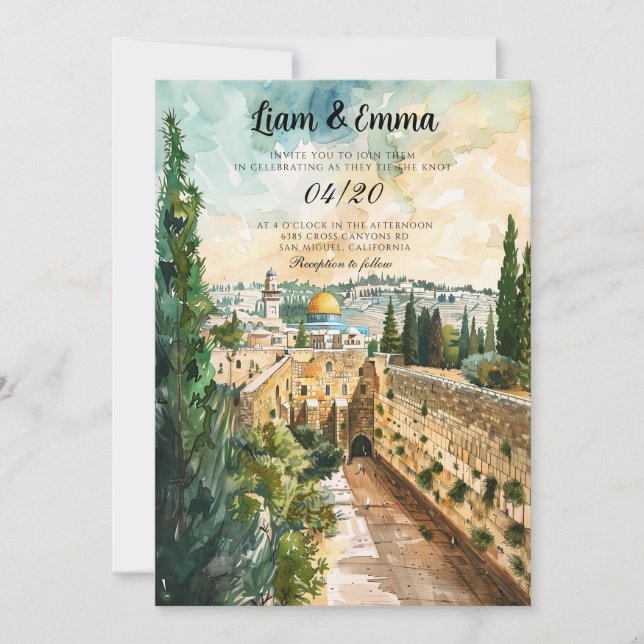 Jewish Wedding Invitation with Israel Landscape (Front)