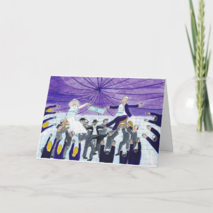 Jewish Wedding Lifting Bride and Groom Card