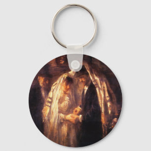 Jewish Wedding Painting by Israëls Key Ring
