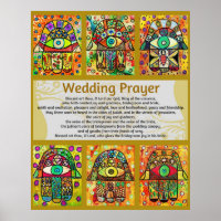 Jewish Wedding Prayer Golden Hamsa Poster