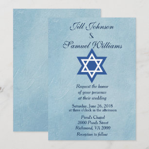 Jewish Wedding Star of David Invitation