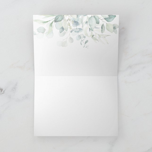 Jewish Wedding Todah Rabah Hebrew Eucalyptus Thank You Card (Inside)