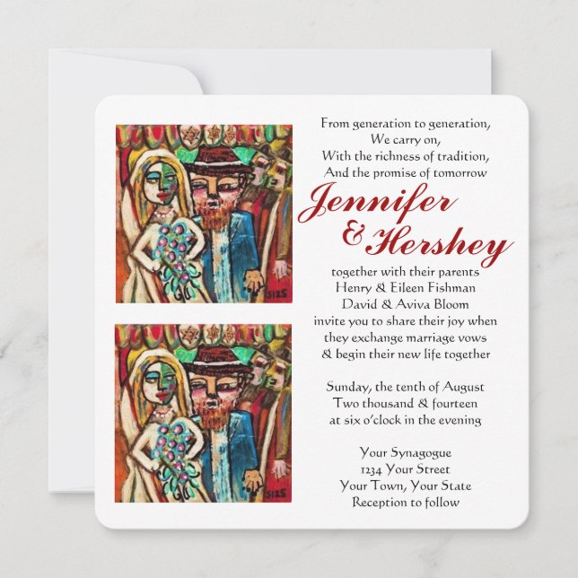 Jewish Wedding Under The Chuppah (rounded) Invitation (Front)