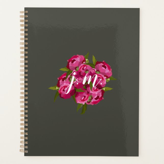 Jewl Tone Peony Personalised Planner (Front)