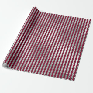 Jewlery Stripes Maroon Burgundy Silver Vip Wrapping Paper