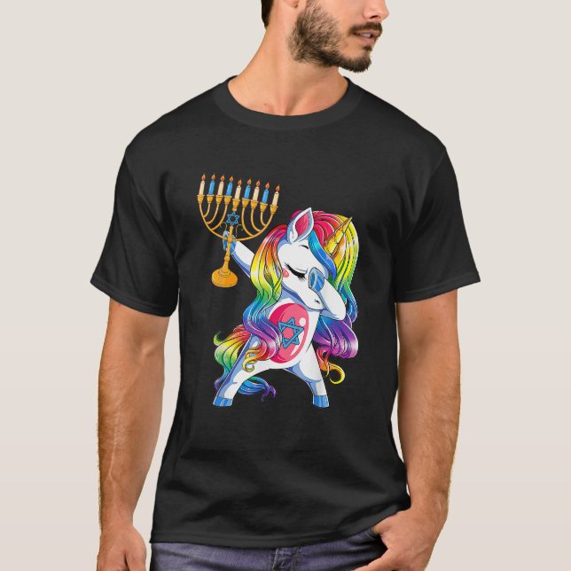 Jewnicorn Funny Hanukkah Unicorn Girl Women T-Shirt (Front)