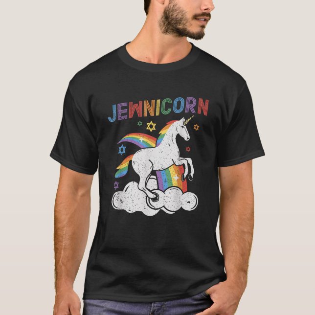 Jewnicorn Funny Jewish Unicorn Chanukah Girls Hanu T-Shirt (Front)