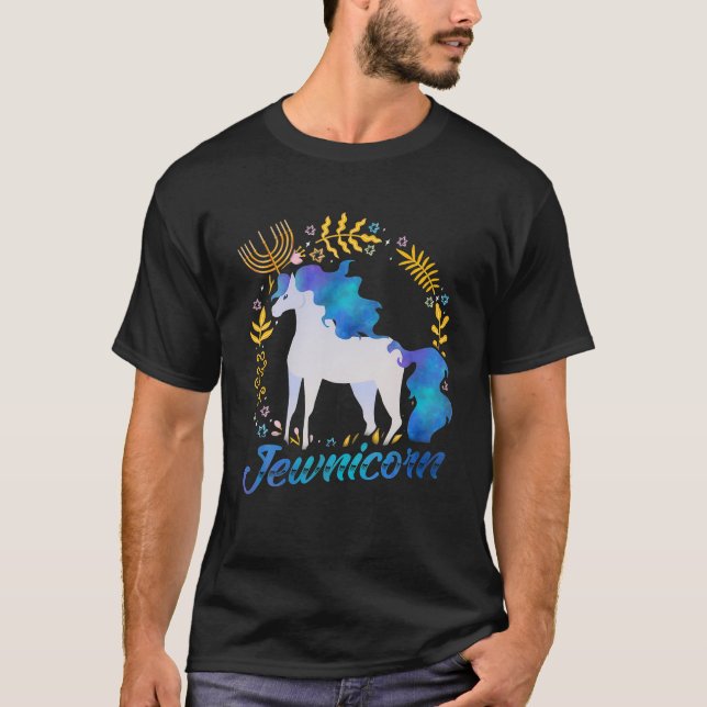 Jewnicorn Jewish Unicorn Chanukah Hanukkah Jew T-Shirt (Front)