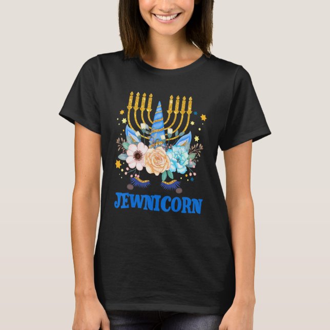 Jewnicorn Jewish Unicorn Girls Kids Chanukah Hanuk T-Shirt (Front)