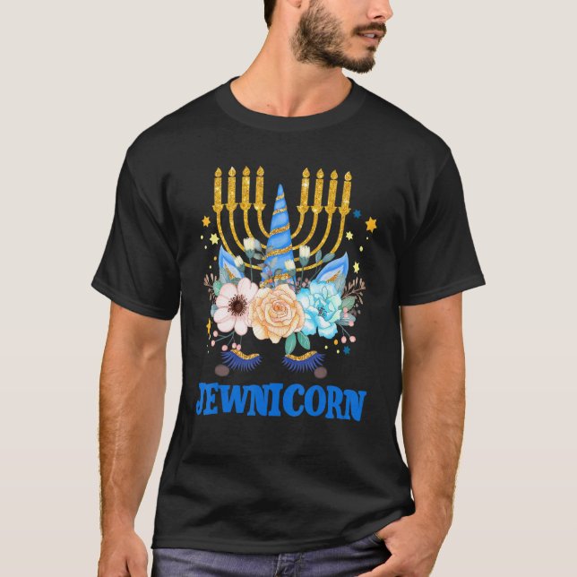 Jewnicorn Jewish Unicorn Girls Kids Chanukah Hanuk T-Shirt (Front)