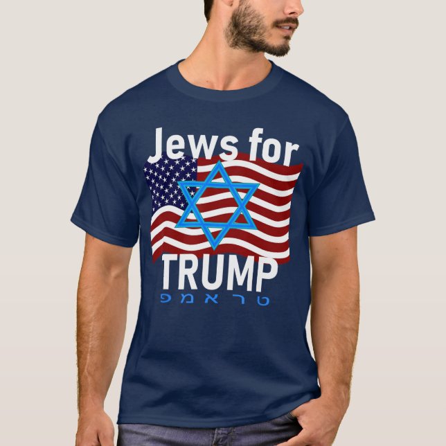 Jews forrump American Flag Star of David Hebrew Su T-Shirt (Front)
