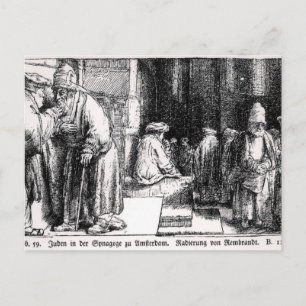 Jews in the Synagogue in Amsterdam Postcard
