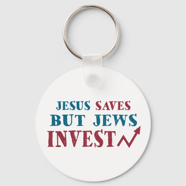 Jews Invest - Jewish finance humour Key Ring (Front)