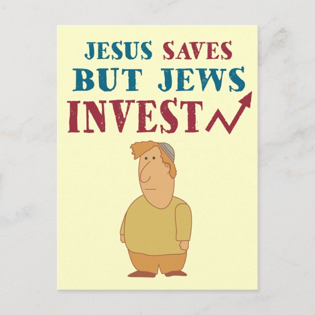 Jews Invest - Jewish finance humour Postcard (Front)