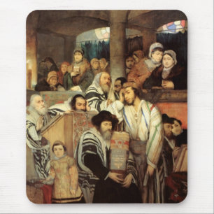 Jews Praying in the Synagogue on Yom Kippur Mouse Mat