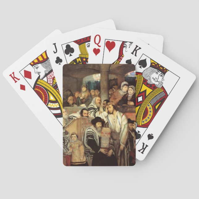 Jews Praying in the Synagogue on Yom Kippur Playing Cards (Back)