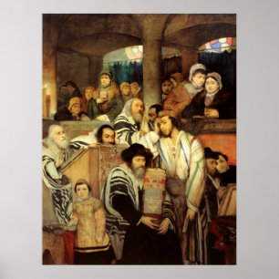 Jews Praying in the Synagogue on Yom Kippur Poster
