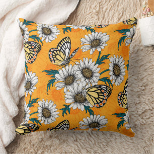 Jezebel butterflies and daisy flowers cushion
