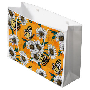 Jezebel butterflies and daisy flowers large gift bag