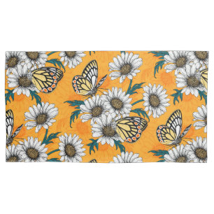Jezebel butterflies and daisy flowers pillowcase