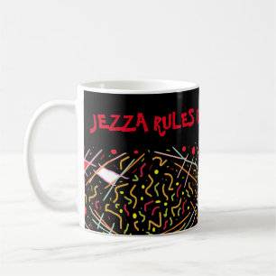 Jezza rules okay so they say fun design red black coffee mug