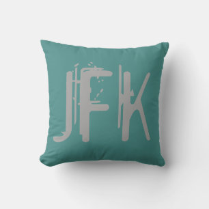 JFK Airport Grunge Typography Cushion