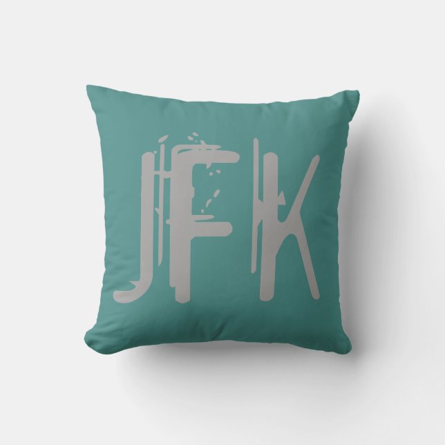 JFK Airport Grunge Typography Cushion (Front)