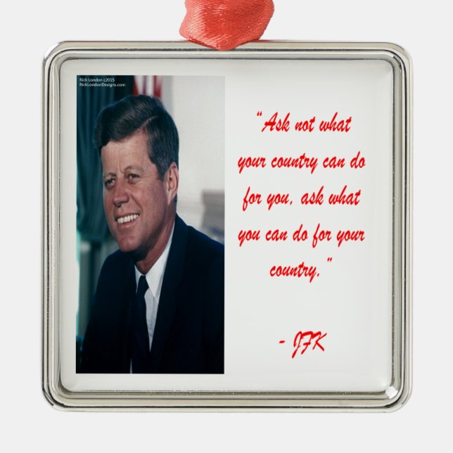 JFK & Ask Not Quote Metal Tree Decoration (Front)