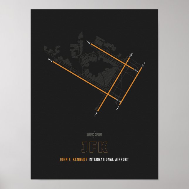 JFK - John F. Kennedy Airport Runway Diagram Poster (Front)