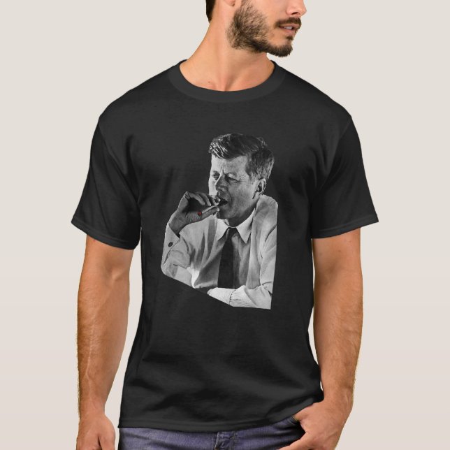 JFK John F Kennedy Cigar Smoking Smoker T Shirt (Front)