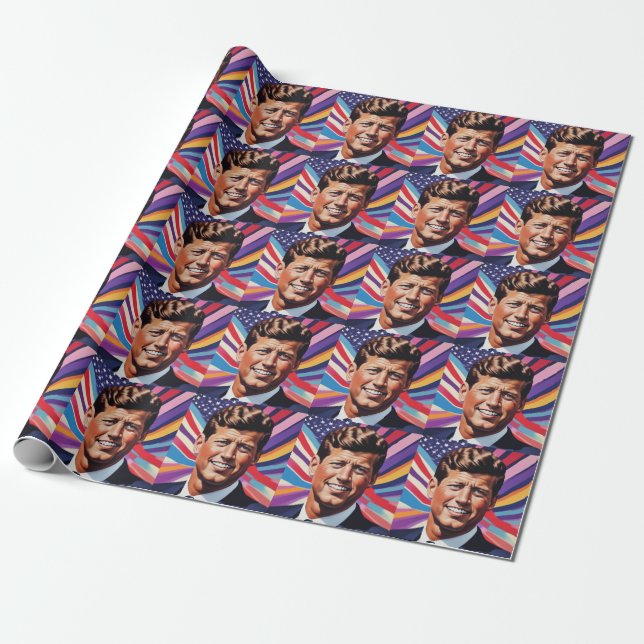 JFK John F. Kennedy Motivational Inspiration Wrapping Paper (Unrolled)