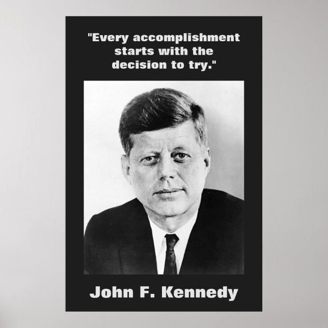 JFK John F. Kennedy Quote Motivational Inspiration Poster (Front)
