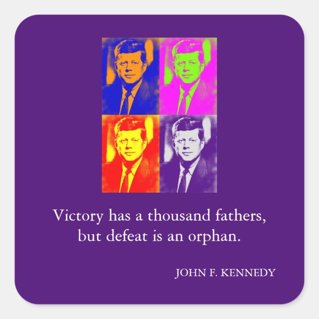 JFK John F. Kennedy Quote Victory Square Sticker (Front)