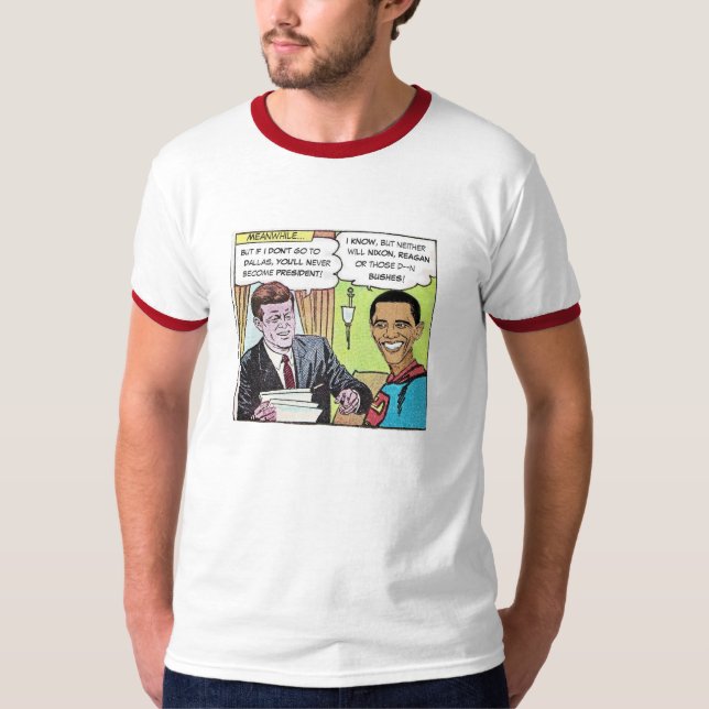 JFK & Obama-Man ringer shirt (Front)