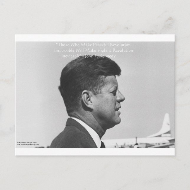 JFK "Peaceful Revolution" Quote Gifts Cards & Tees (Front)