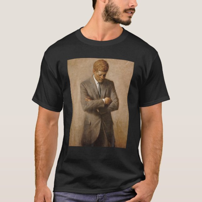 JFK Portrait John F Kennedy USA Historical Most Lo T-Shirt (Front)