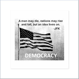 JFK Quote Democracy American Flag Design Rubber Stamp