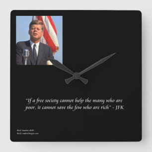 JFK & Saving Rich/Poor Quote Wall Clock