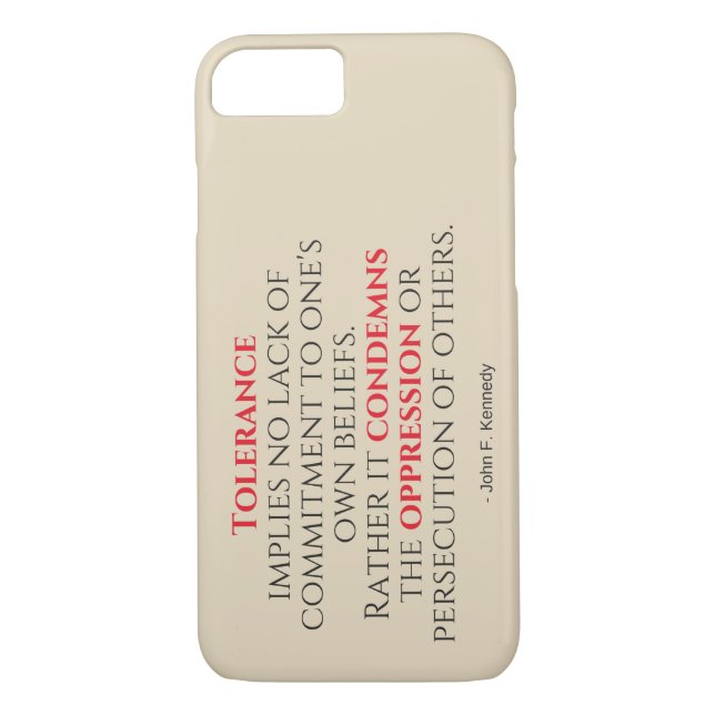 JFK Tolerance Quote Typography Case-Mate iPhone Case (Back)