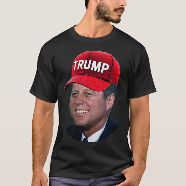 Jfk Wearing Trump Hat Funny John F Kennedy Meme Gr T-Shirt (Front)