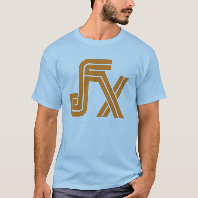 JFX Blue T-Shirt (Orange Logo) (Front)