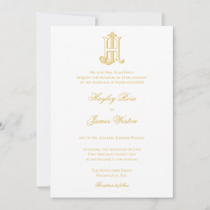 JH Monogram or HJ Monogram Wedding Invitations