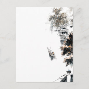 Jiangnan Scenic Chinese Landscape Brush Painting Postcard