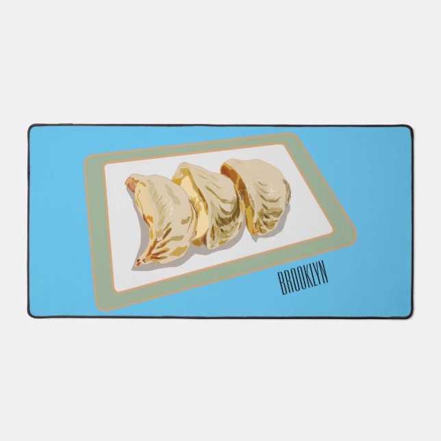 Jiaozi / Chinese dumplings cartoon illustration Desk Mat (Front)