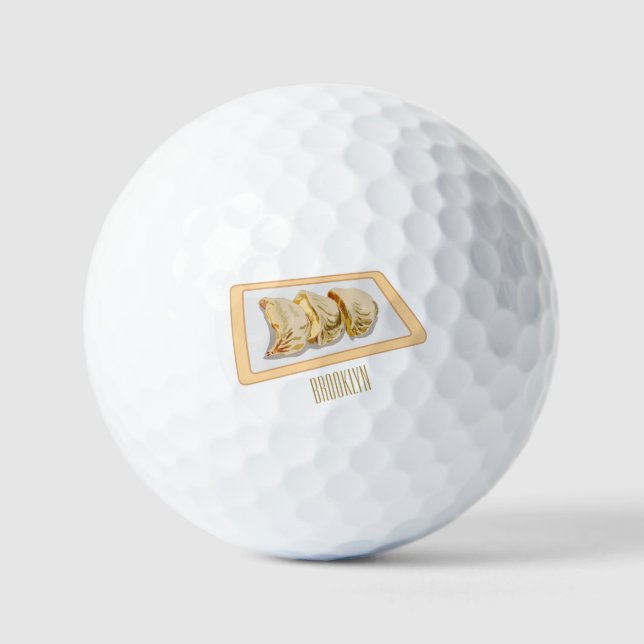 Jiaozi / Chinese dumplings cartoon illustration Golf Balls (Front)